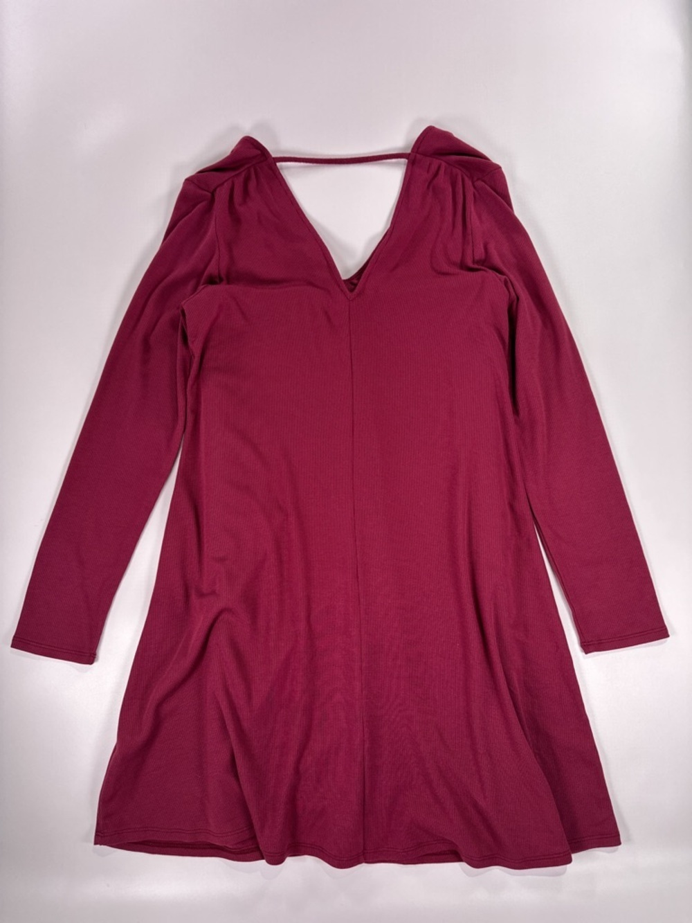 LA Relaxed Ribbed Modal V-Back Swing Dress Medium Raspberry NWT - Picture 9 of 14